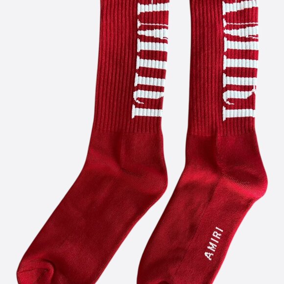Amiri Red & White Core Logo Socks - Picture 2 of 2